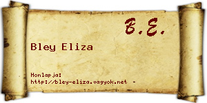 Bley Eliza névjegykártya